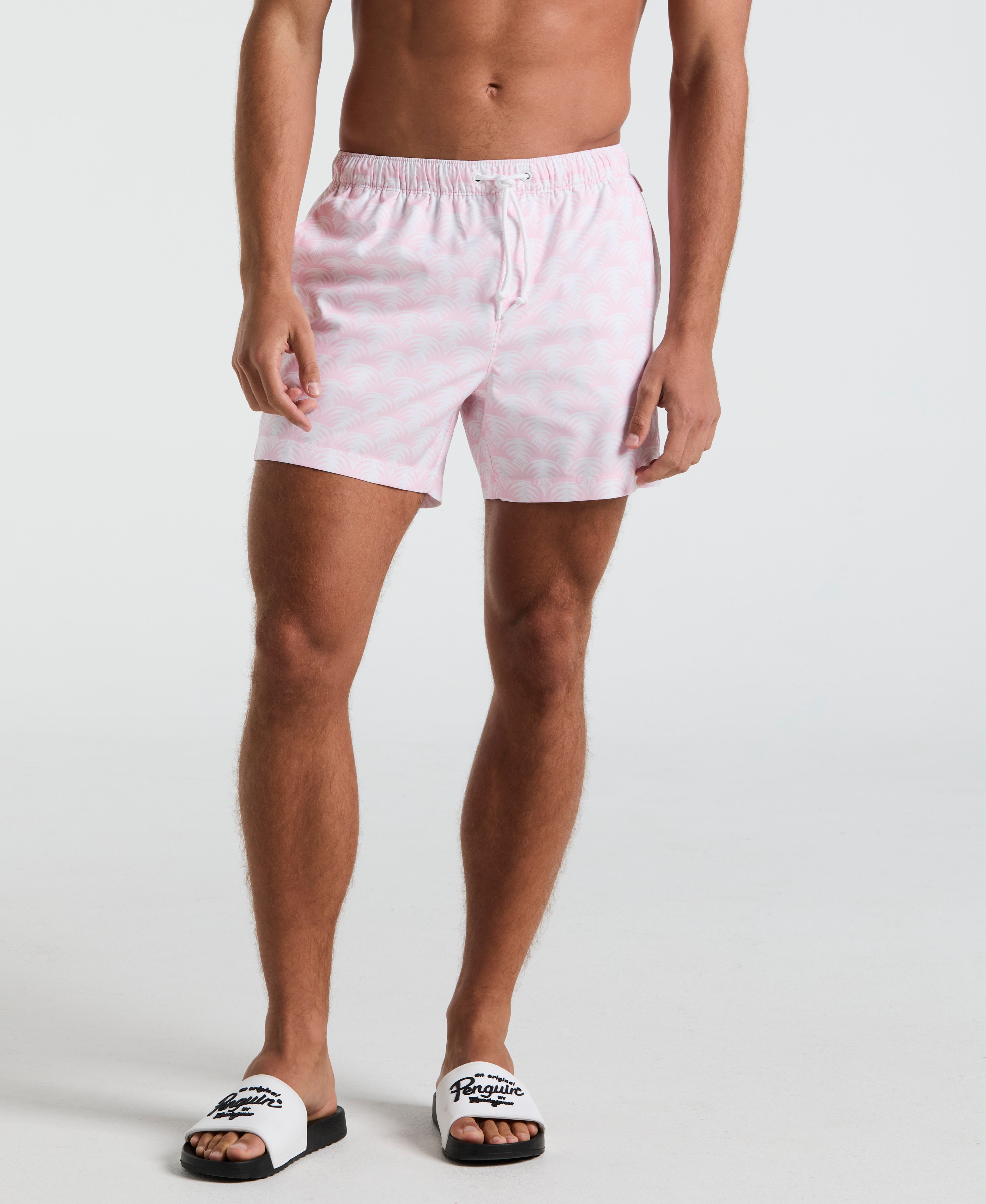 5" All-Over Geo Palms Swim Short