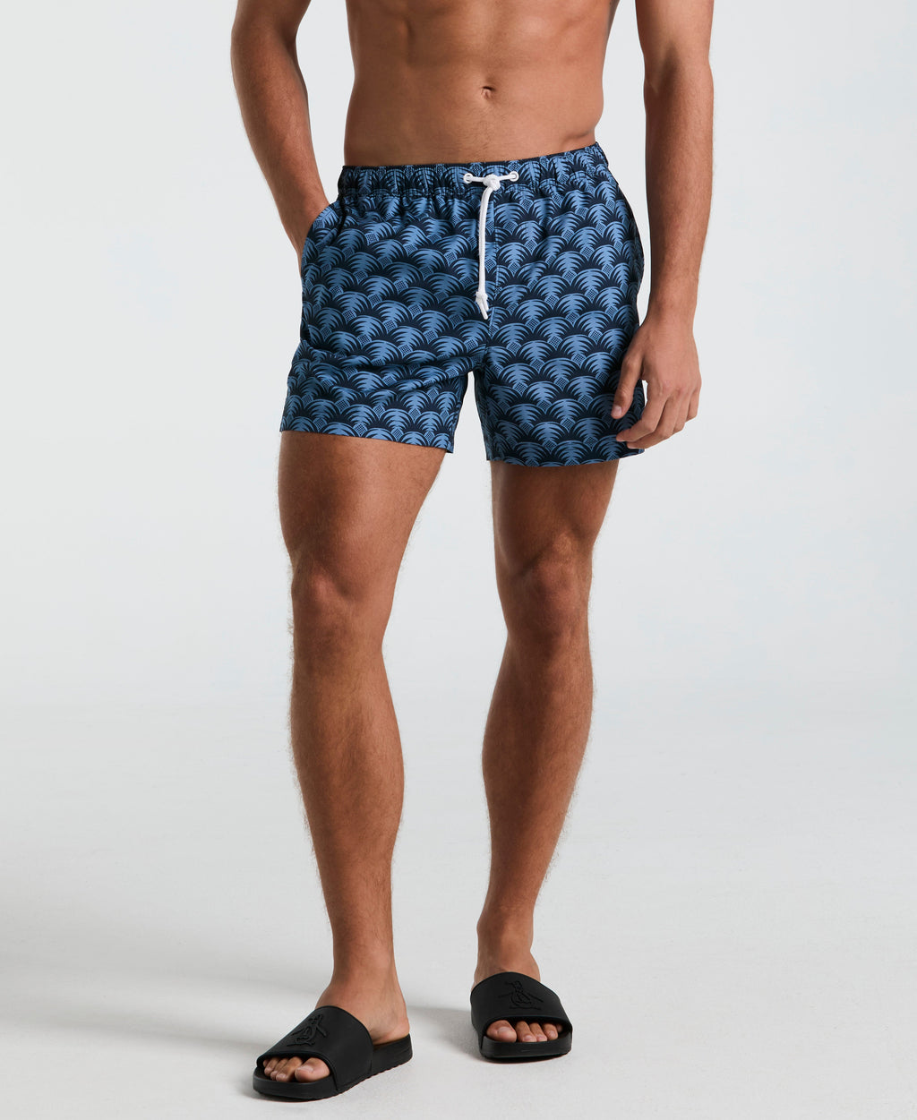 5" All-Over Geo Palms Swim Short