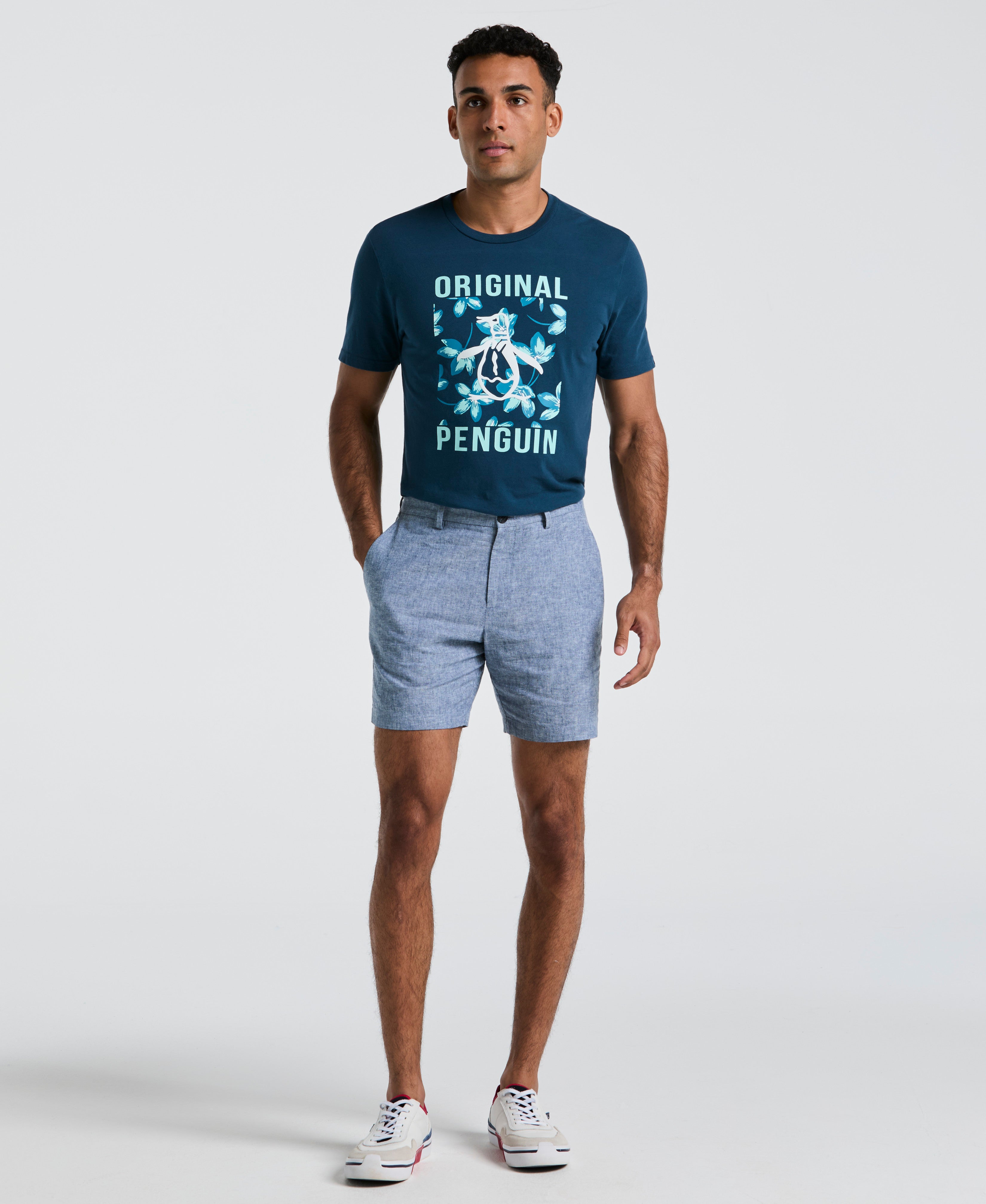 7" Flat Front Linen Blend Short