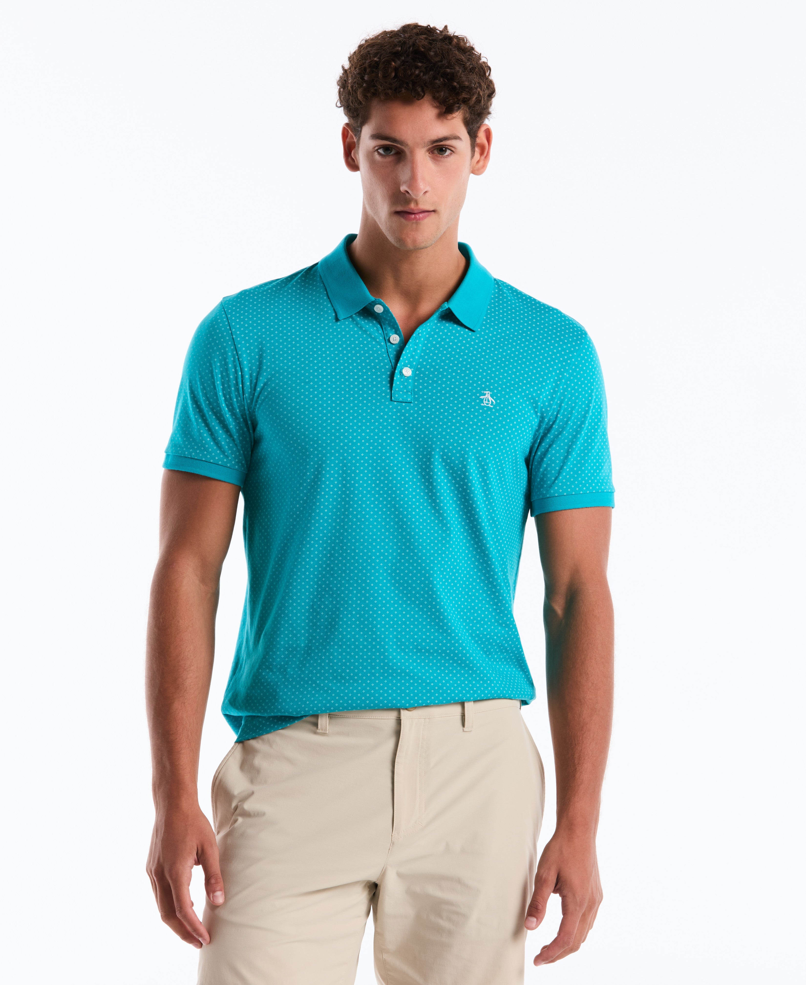 All-Over Diamond Ditsy Print Polo