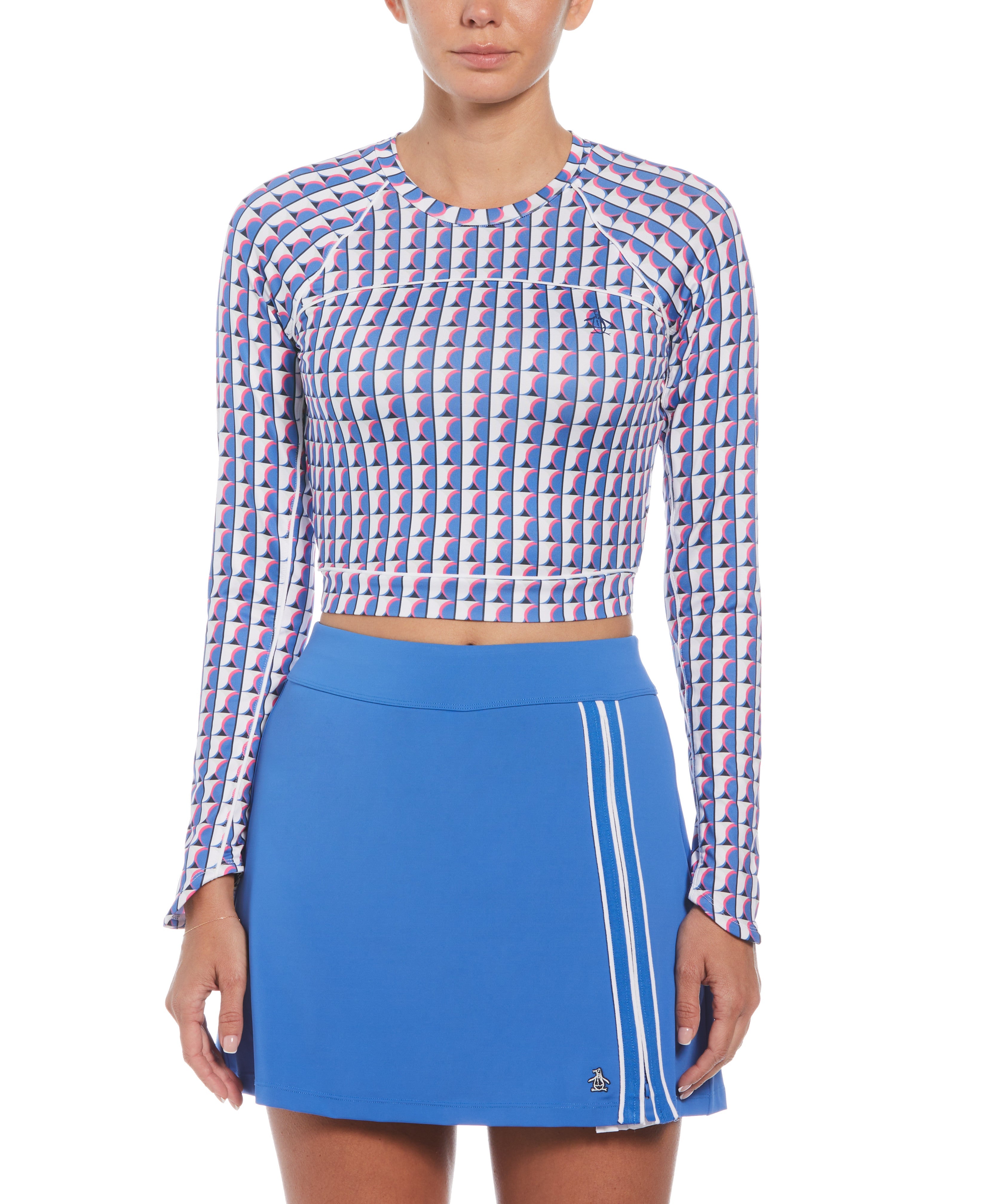 Women's Geometric Print Cropped Tennis Shirt